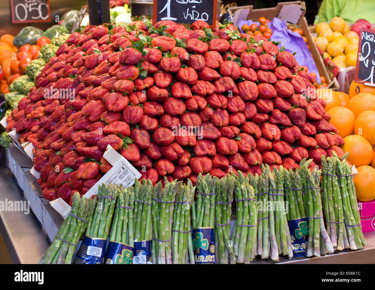 Malaga-Obst und Gemüse Marktstand Stockfoto