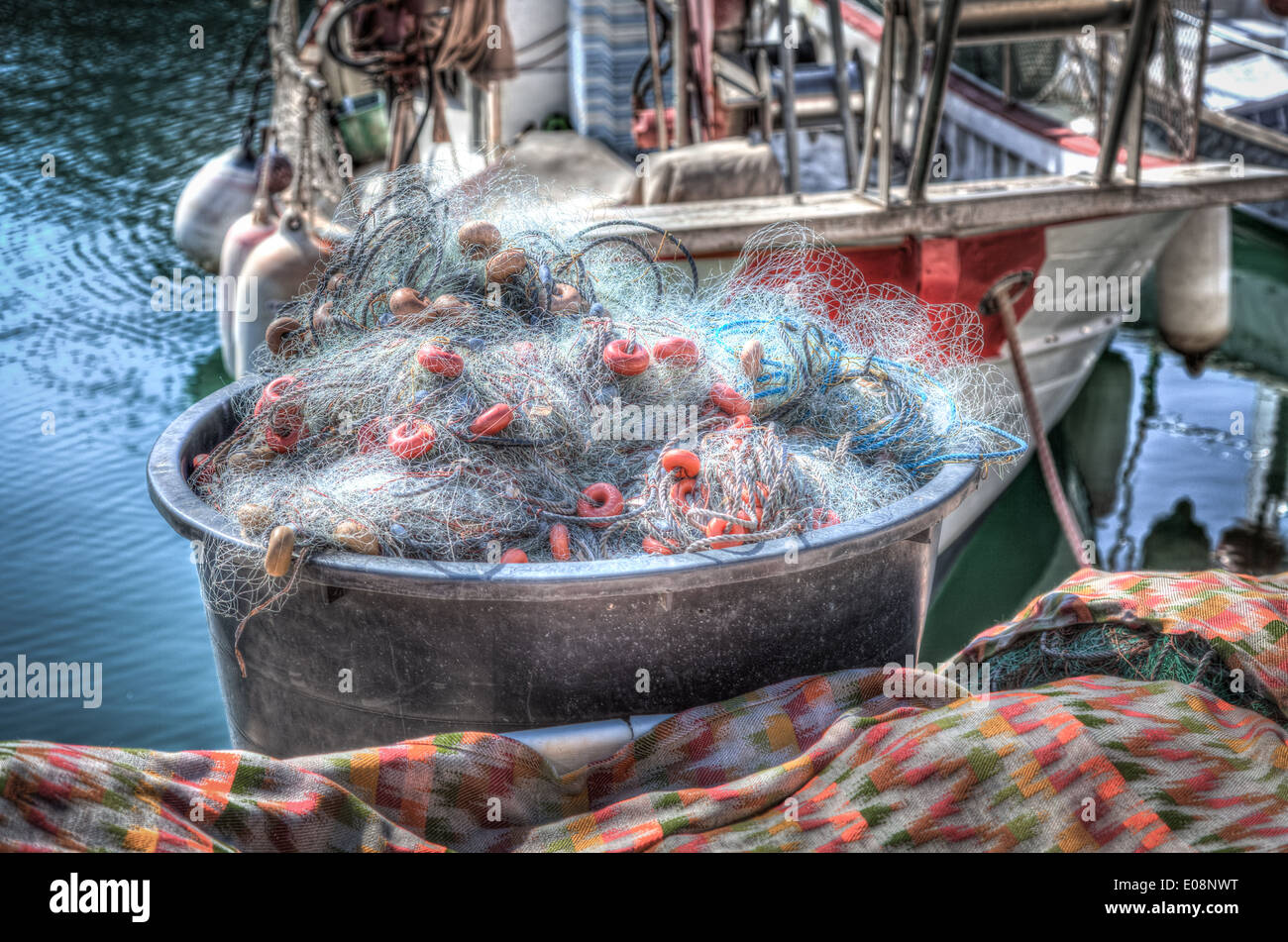 Fischernetze in Porto Cristo Mallorca Stockfoto