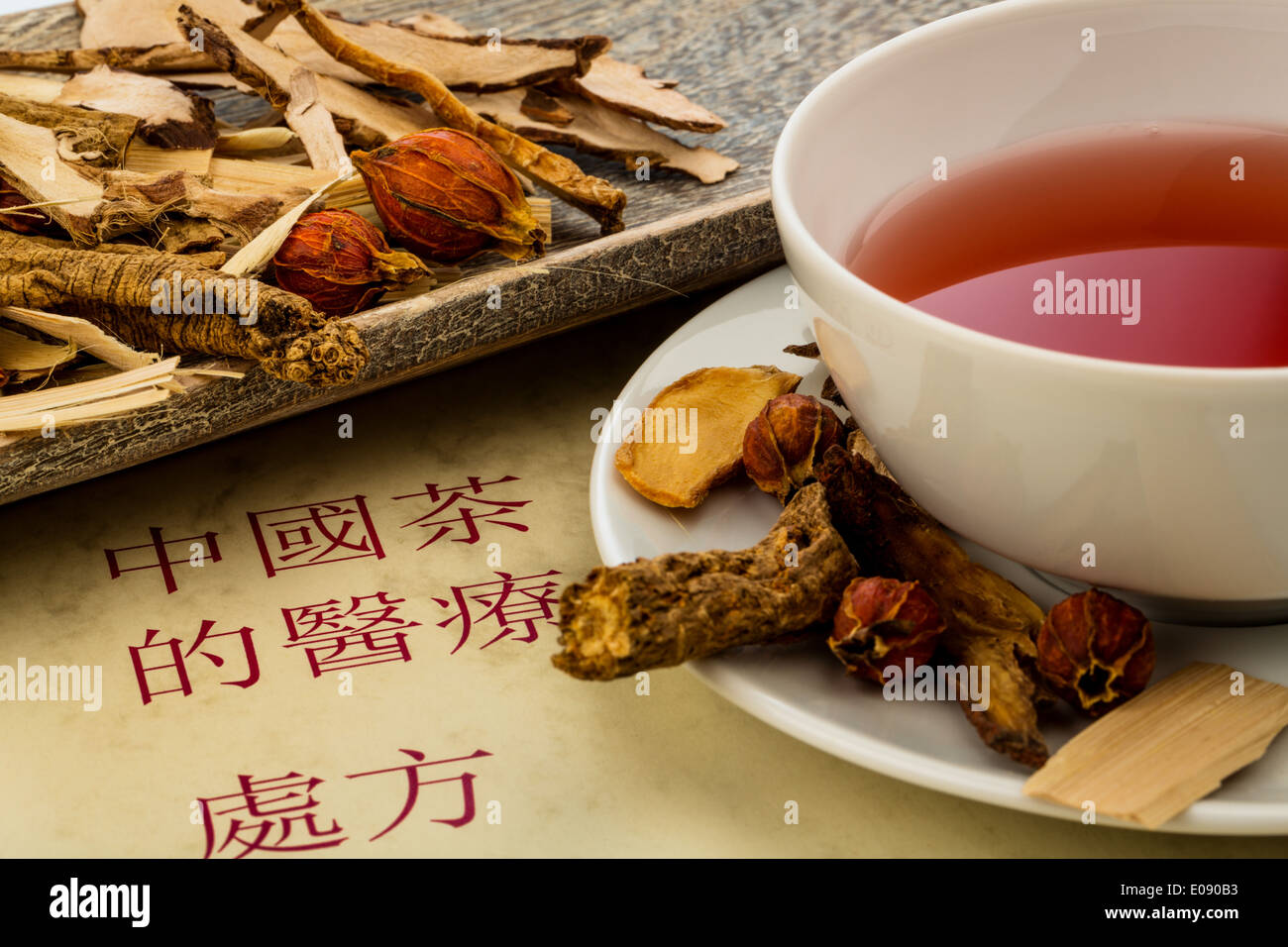 Zutaten-Fue einen Tee in der traditionellen chinesischen Medizin. Heilung von Krankheiten durch alternative Methoden., Zutaten Fue Einen Tee ich Stockfoto