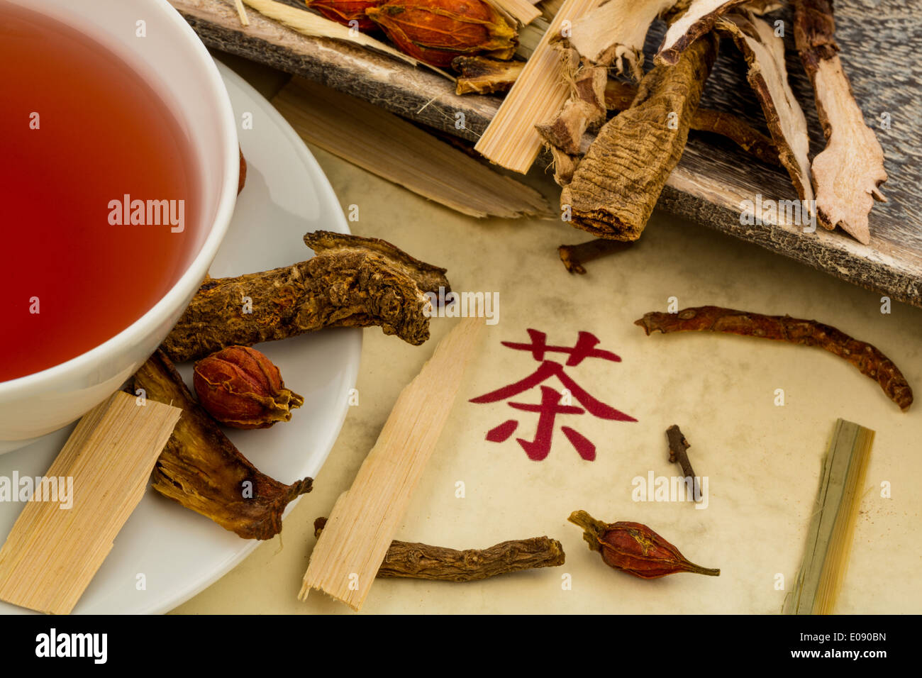 Zutaten-Fue einen Tee in der traditionellen chinesischen Medizin. Heilung von Krankheiten durch alternative Methoden., Zutaten Fue Einen Tee ich Stockfoto