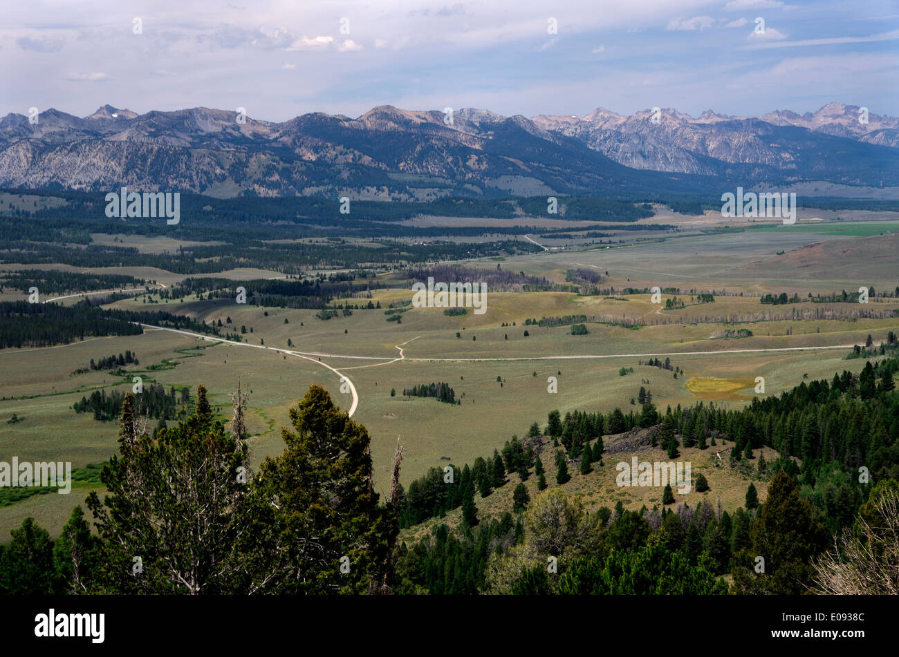 Ansicht von Sawtooth Mountains nördlich vom Gipfel, 7000' Stockfoto