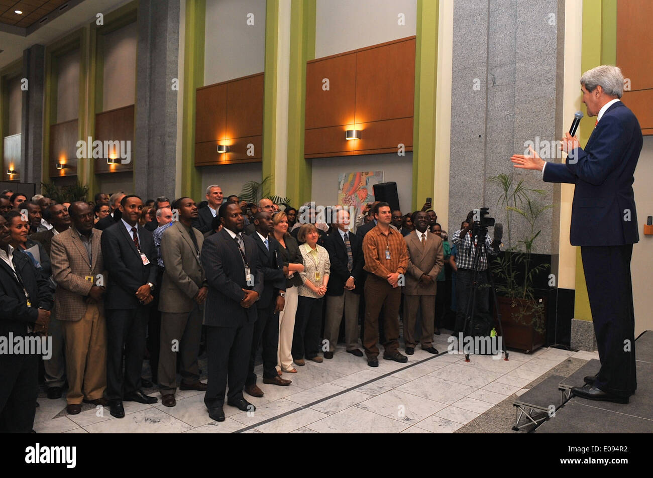 Secretary Kerry kündigt Erhöhung bei Meet-and-Greet am Botschaft Addis Abeba Stockfoto