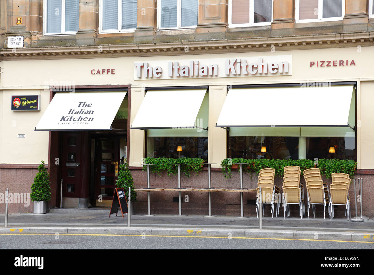 Die italienische Küche Pizzeria Restaurant und Cafe Ingram Street in Glasgow City Center, Schottland, UK Stockfoto