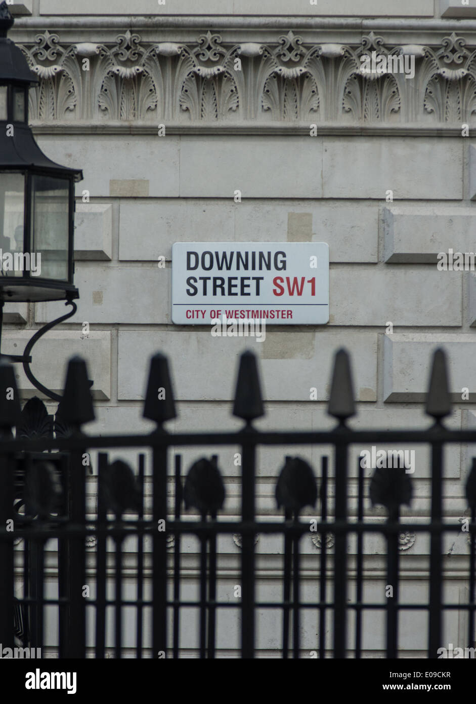 Straßenschild der Downing Street, London Stockfoto
