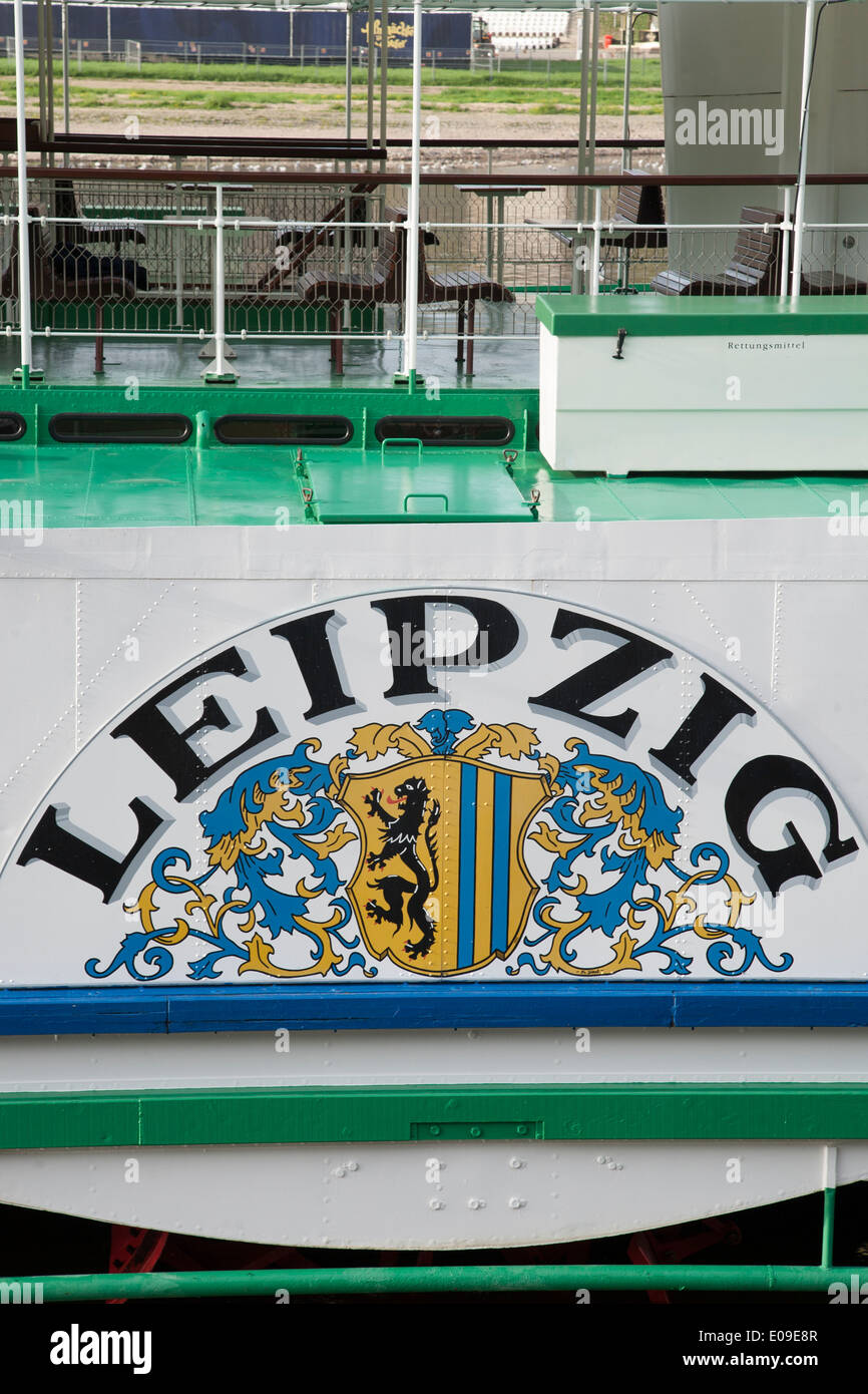 Leipzig-Dampfschiff auf der Elbe in Dresden, Sachsen, Deutschland Stockfoto