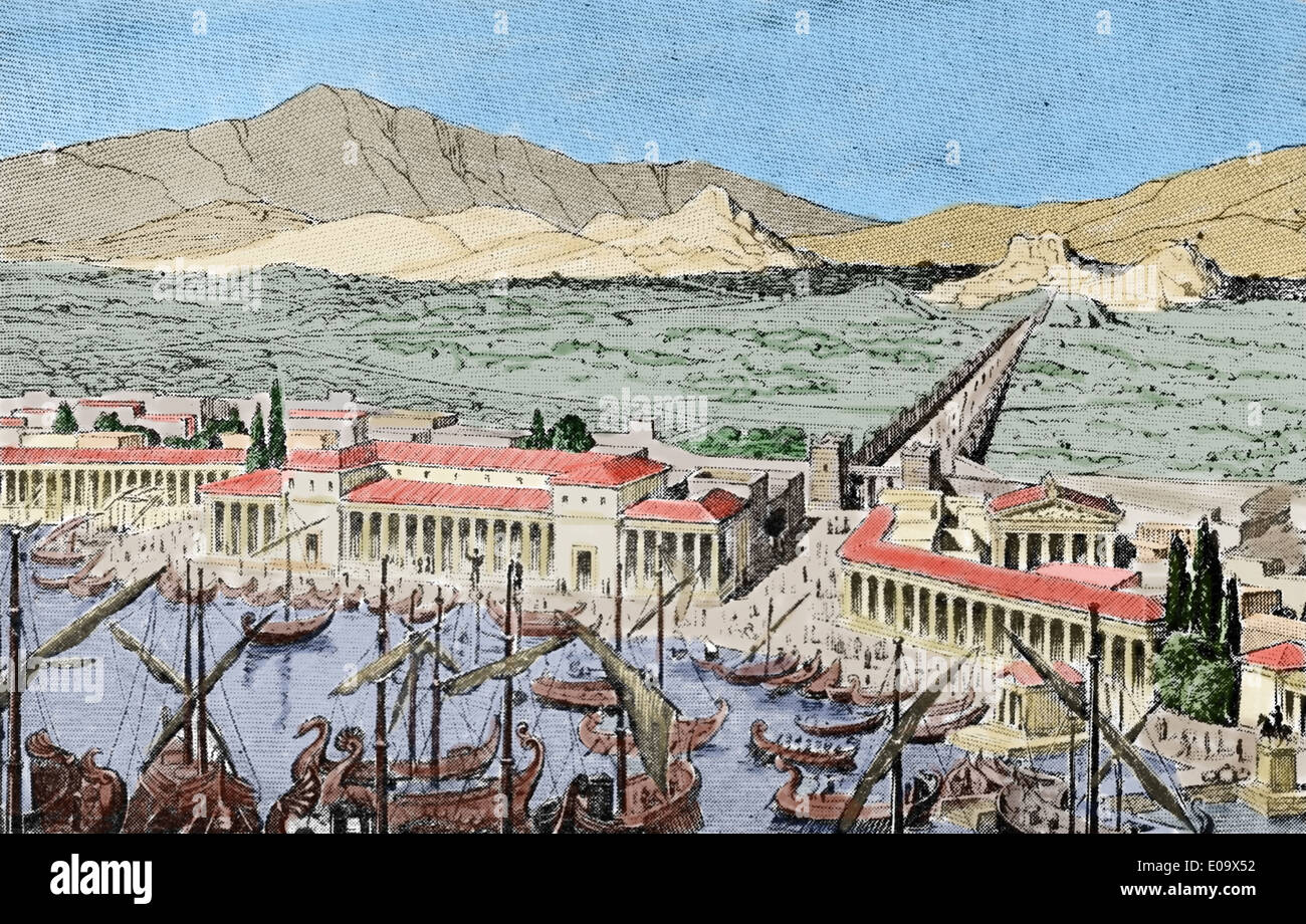 Antiken Griechenland. Piräus oder Hafen von Athen. Gliederung der allgemeinen Geschichte, 1899 