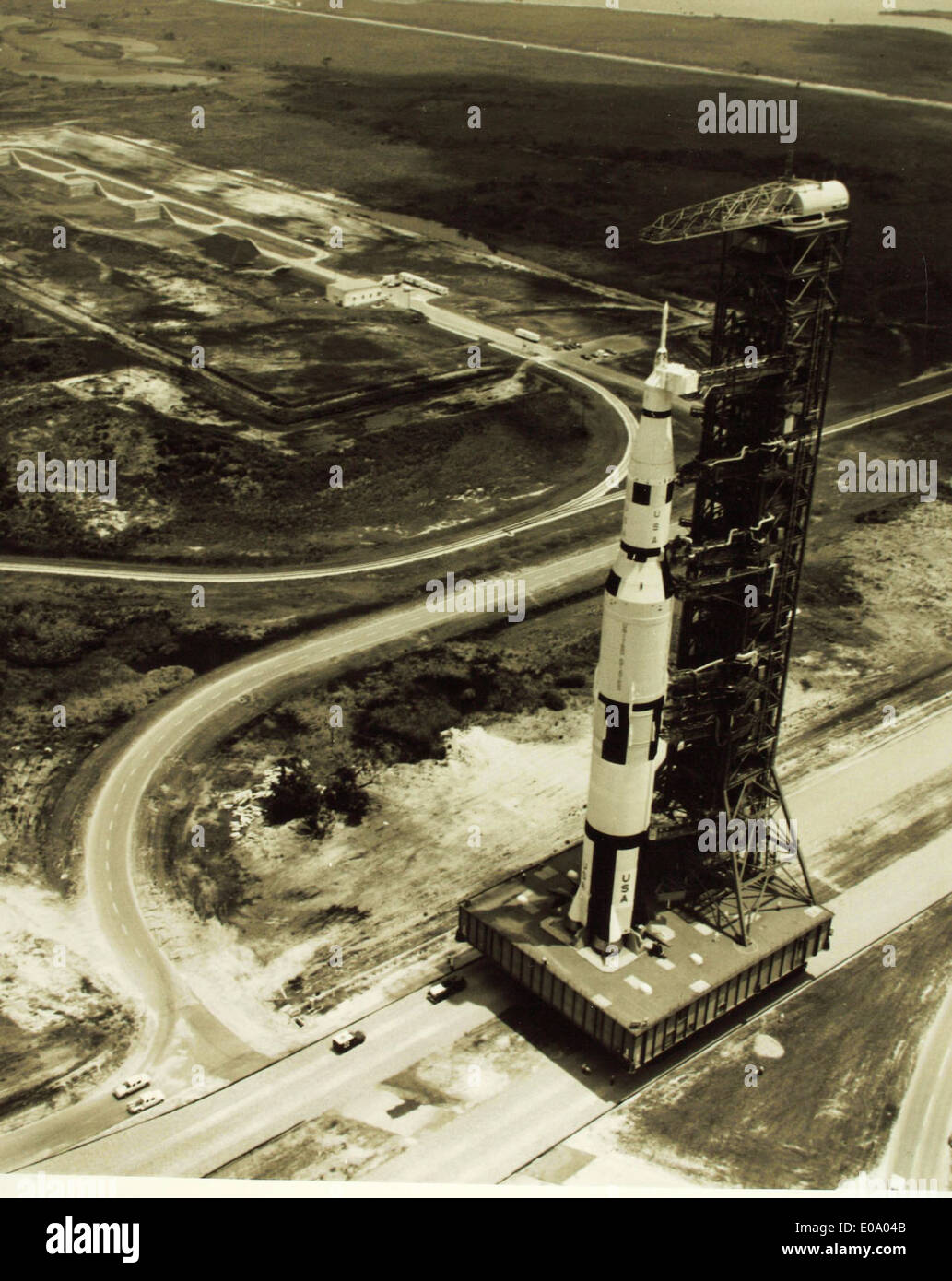 Die Saturn SA-5 war die erste Saturn-I-Rakete, die am 29. Januar 1964 im Rahmen des Apollo-Programms der NASA gestartet wurde. Stockfoto
