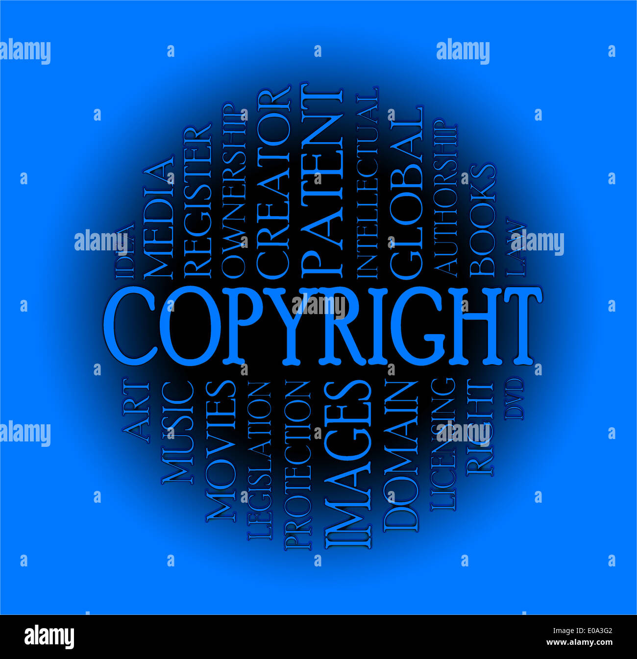 Copyright Wort Cloud-Konzept mit einem farbigen Hintergrund Stockfoto