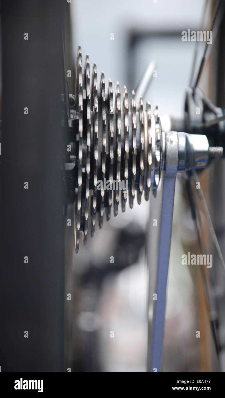 die Zahnräder der ein Renn-Zyklus bei der 2014 Womens Tour of Britain Stockfoto