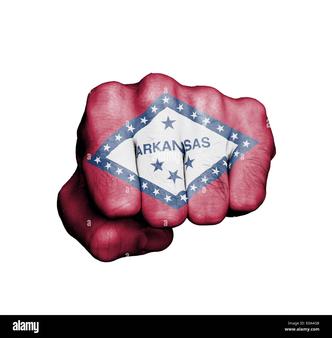 Mit der Flagge von einem Staat Arkansas USA Faust Stockfoto