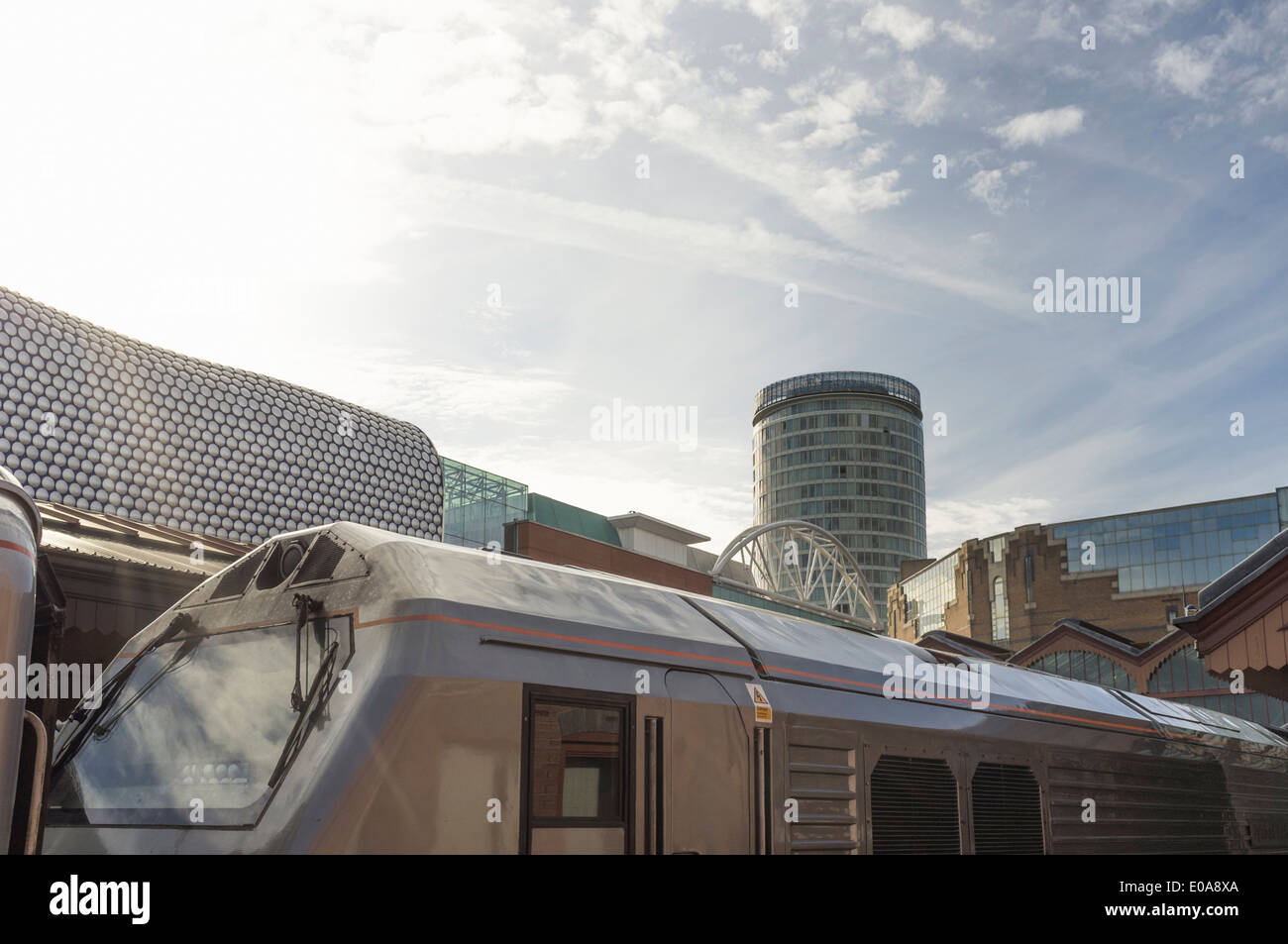 Blick auf die Stierkampfarena aus Birmingham Moor Street Train Station, West Midlands, UK Stockfoto