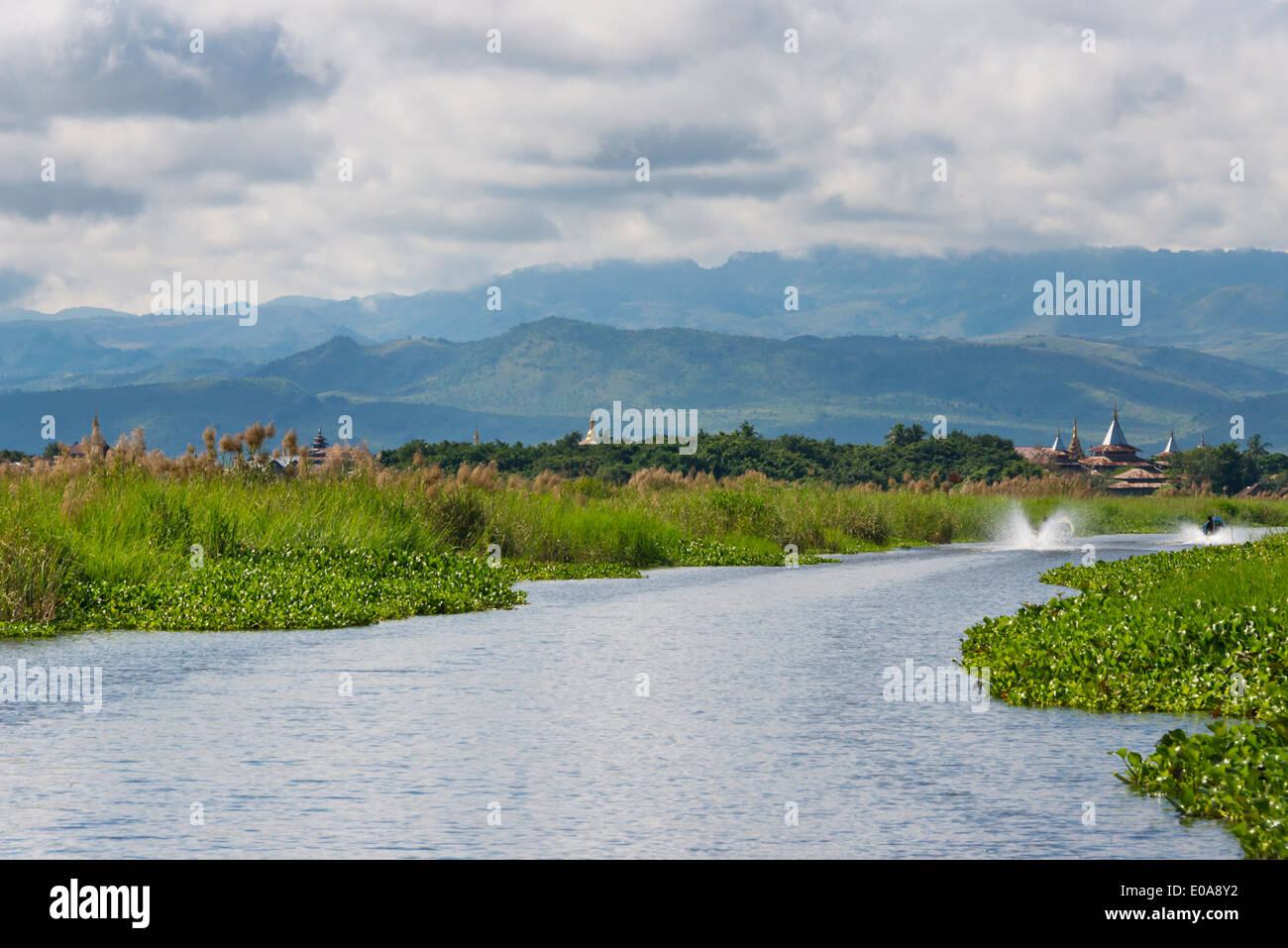 Schwimmende Bauernhof am Inle-See, Shan State in Myanmar Stockfoto