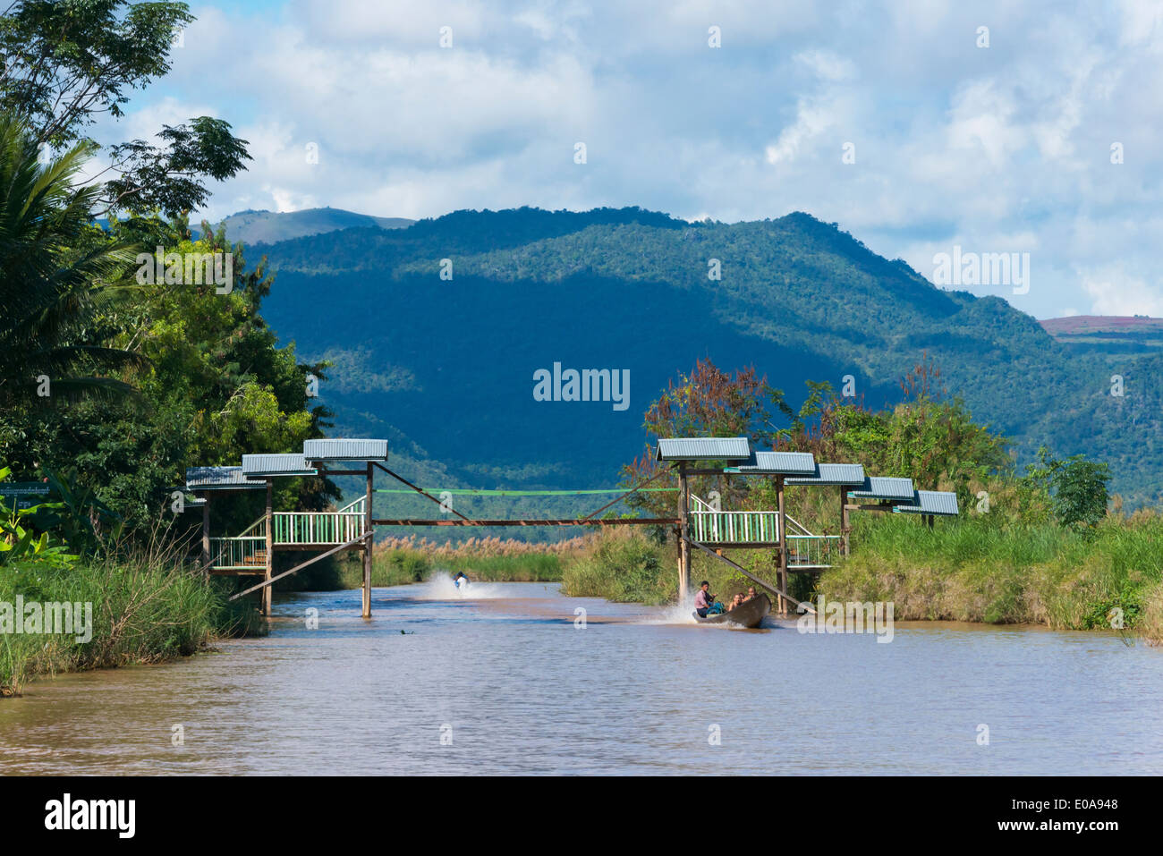 Brücke am Inle-See, Shan State in Myanmar Stockfoto