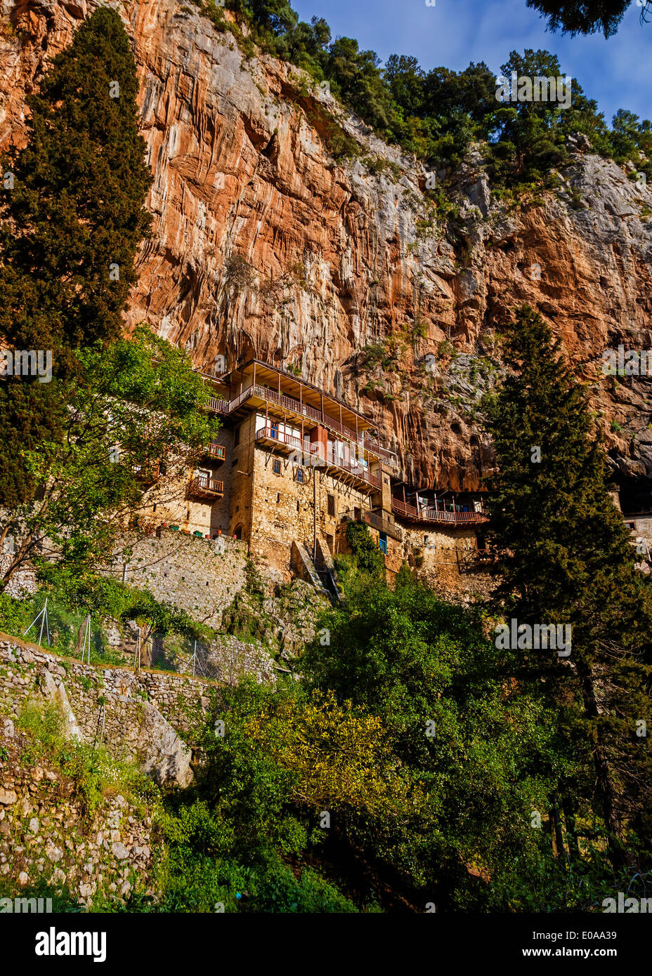 Das Kloster des Heiligen Johannes des Täufers oder Prodromos in der Nähe von Stemnitsa in Griechenland Stockfoto