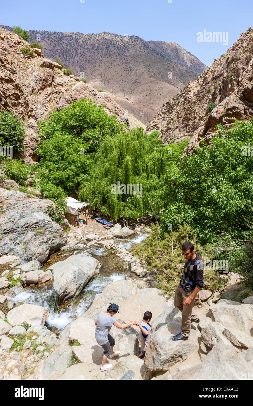 Atlas-Gebirge, Setti Fatma in der Nähe von Marrakesch, Marokko, Nordafrika Stockfoto