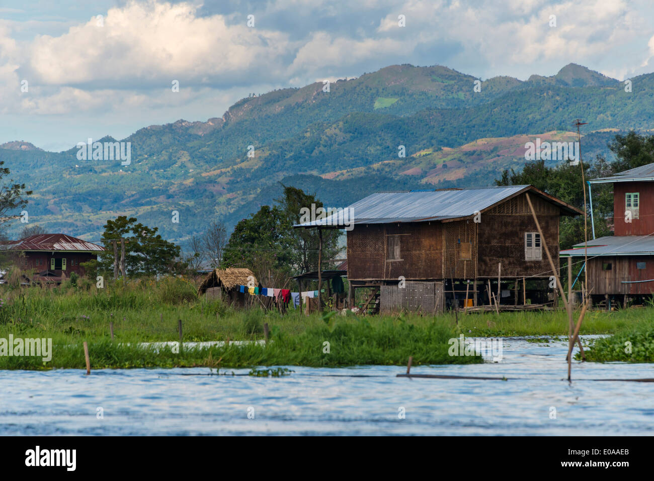 Schwimmende Dorf, Inle-See, Shan State in Myanmar Stockfoto