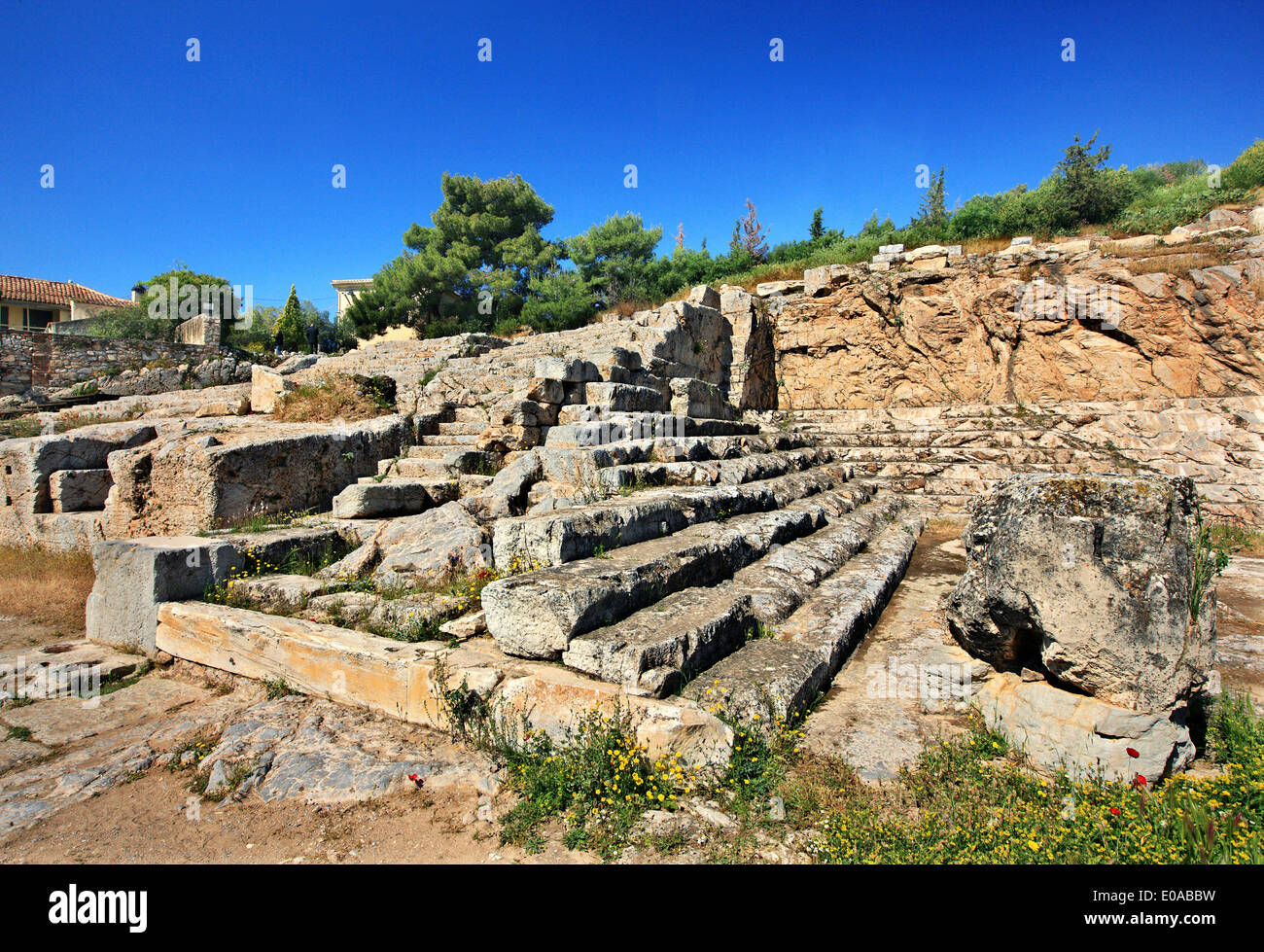 Das Telesterion in der archäologischen Stätte von Eleusis ('Elefsis' oder "Elefsina"), Attika, Griechenland Stockfoto