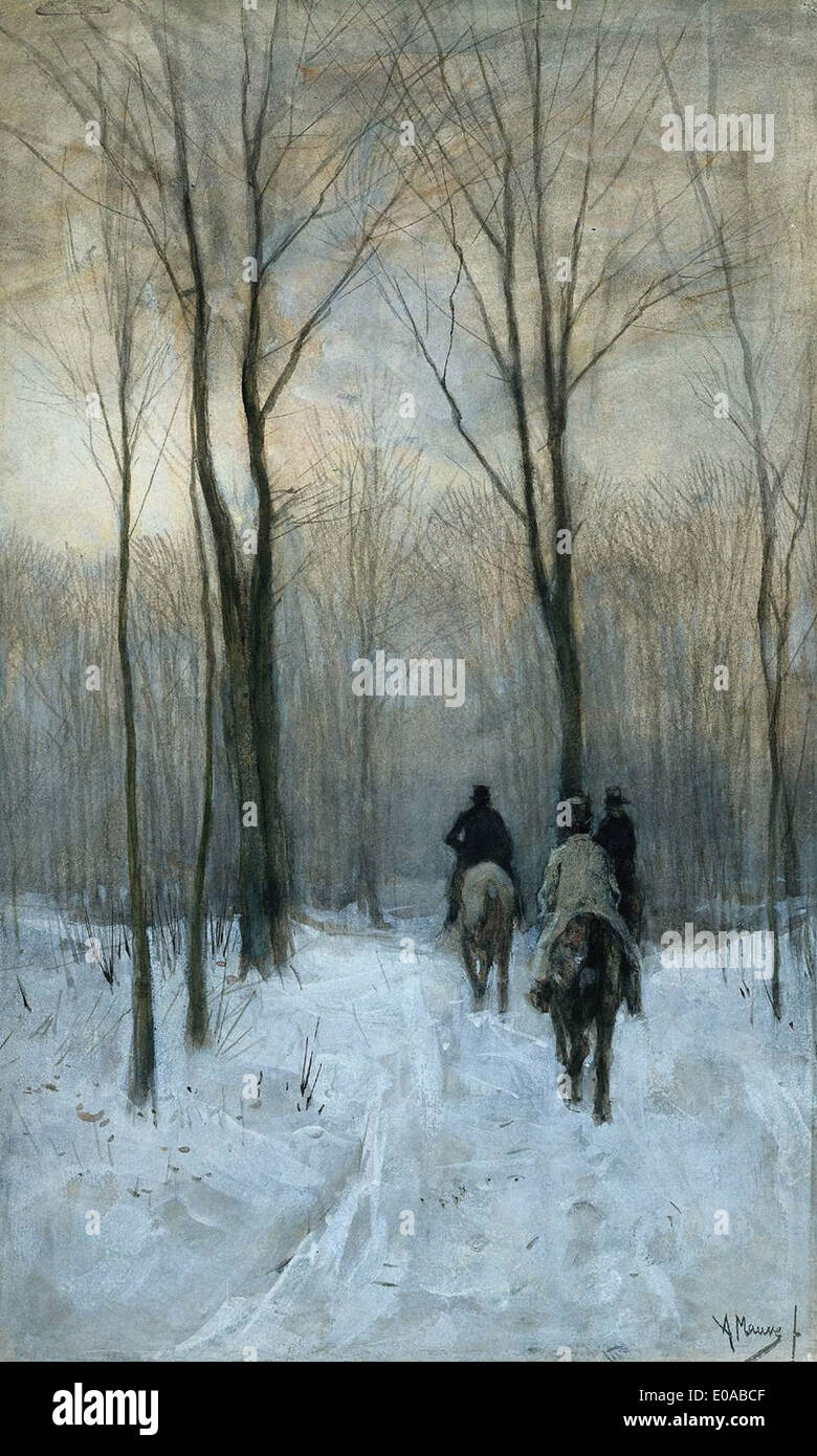 Anton Mauve Englisch Reiter im Schnee in der Nähe von den Haag Stockfoto