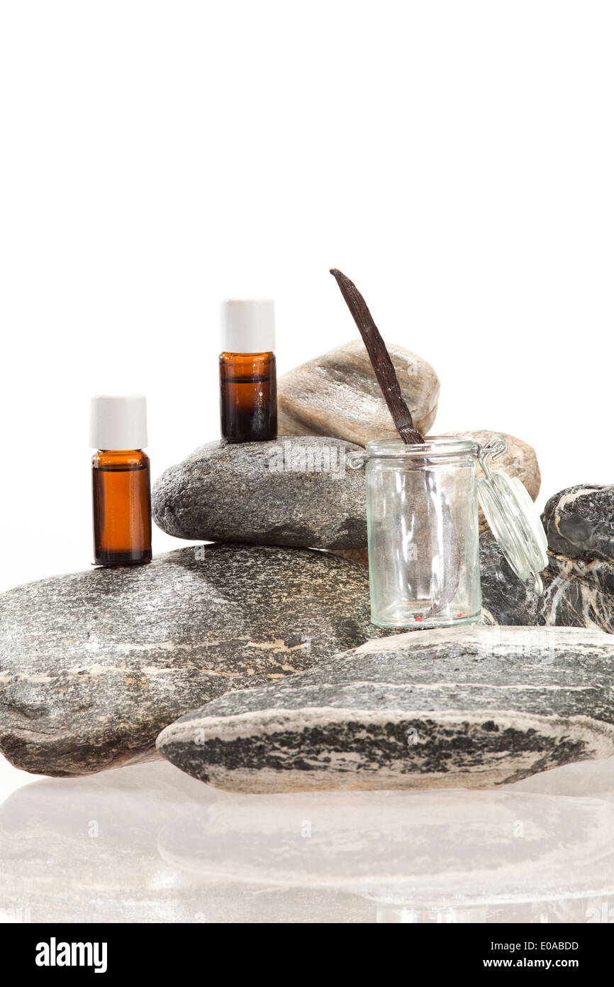 Ätherisches Öl Gewürze für den Einsatz in der Aromatherapie Stockfoto