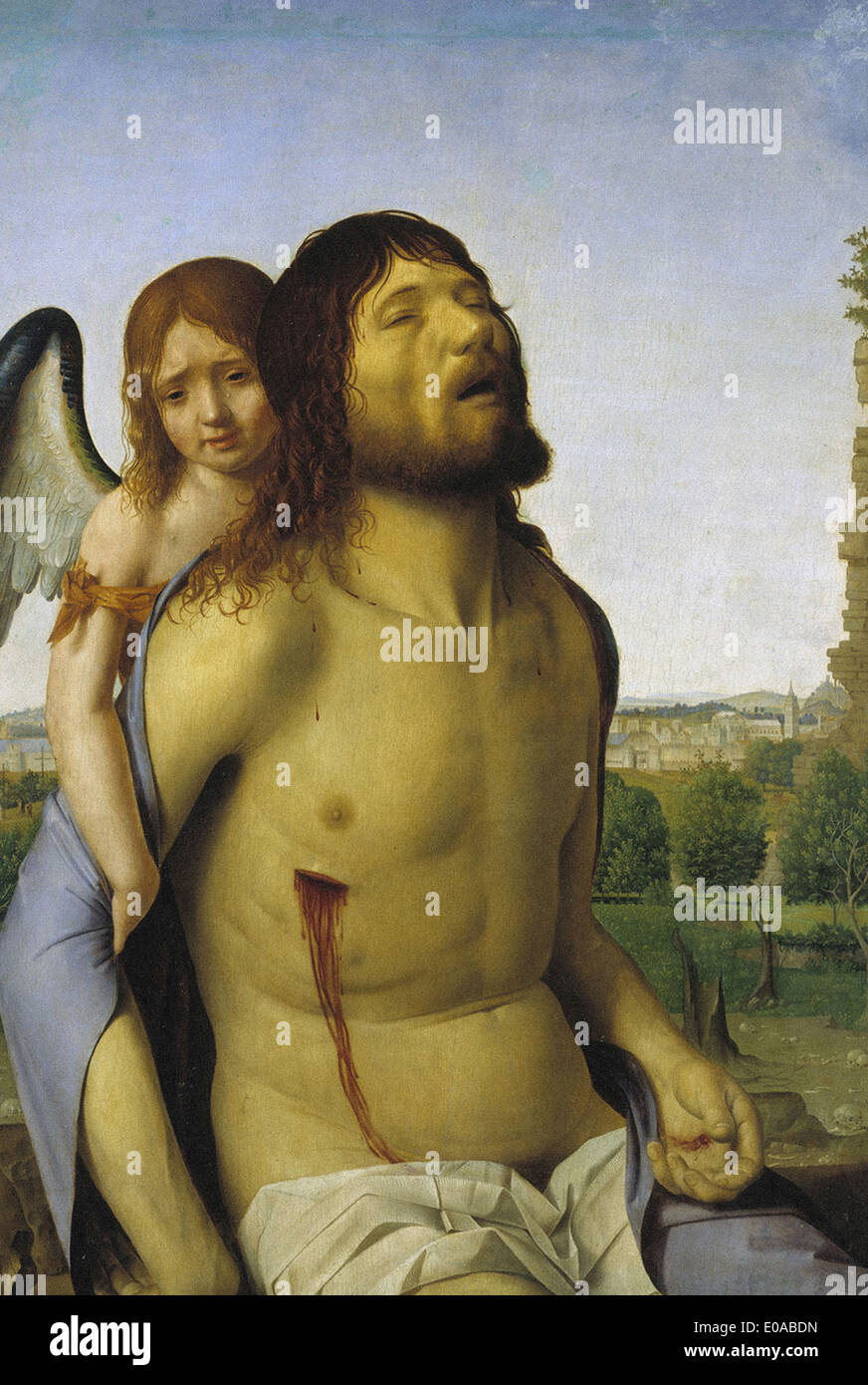 Antonello da Messina toten Christus Held, von einem Engel Stockfoto