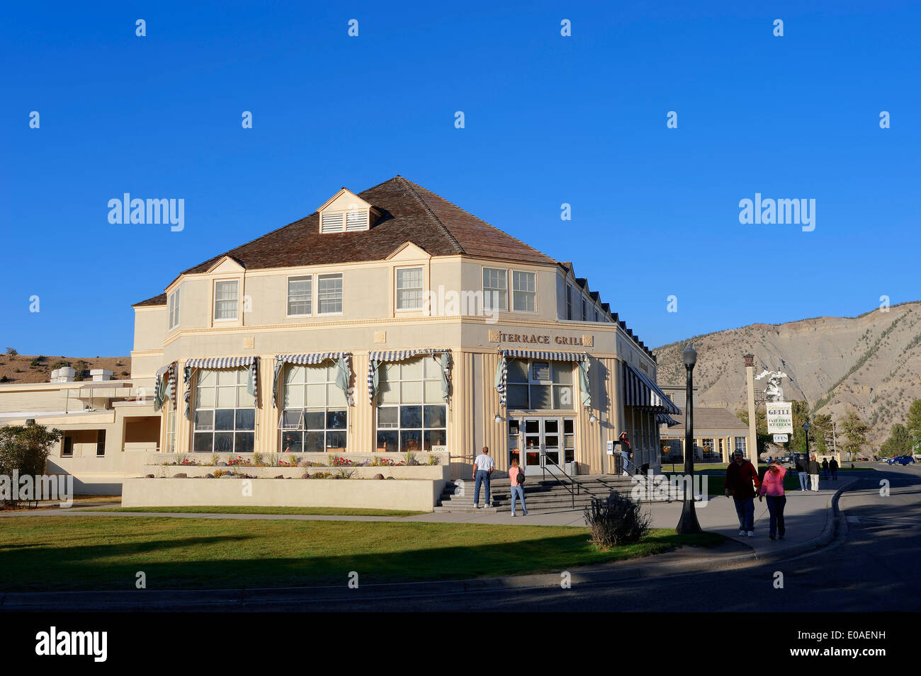 Restaurant Terrace Grill, Mammoth Hot Springs, Yellowstone Nationalpark, Wyoming, USA Stockfoto