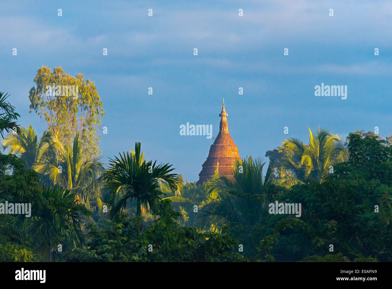 Antiken Tempeln und Pagoden in den Dschungel, Mrauk-U, Rakhine State in Myanmar Stockfoto