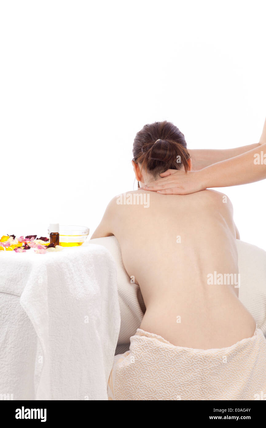 Massage mit ätherischen Ölen Stockfoto