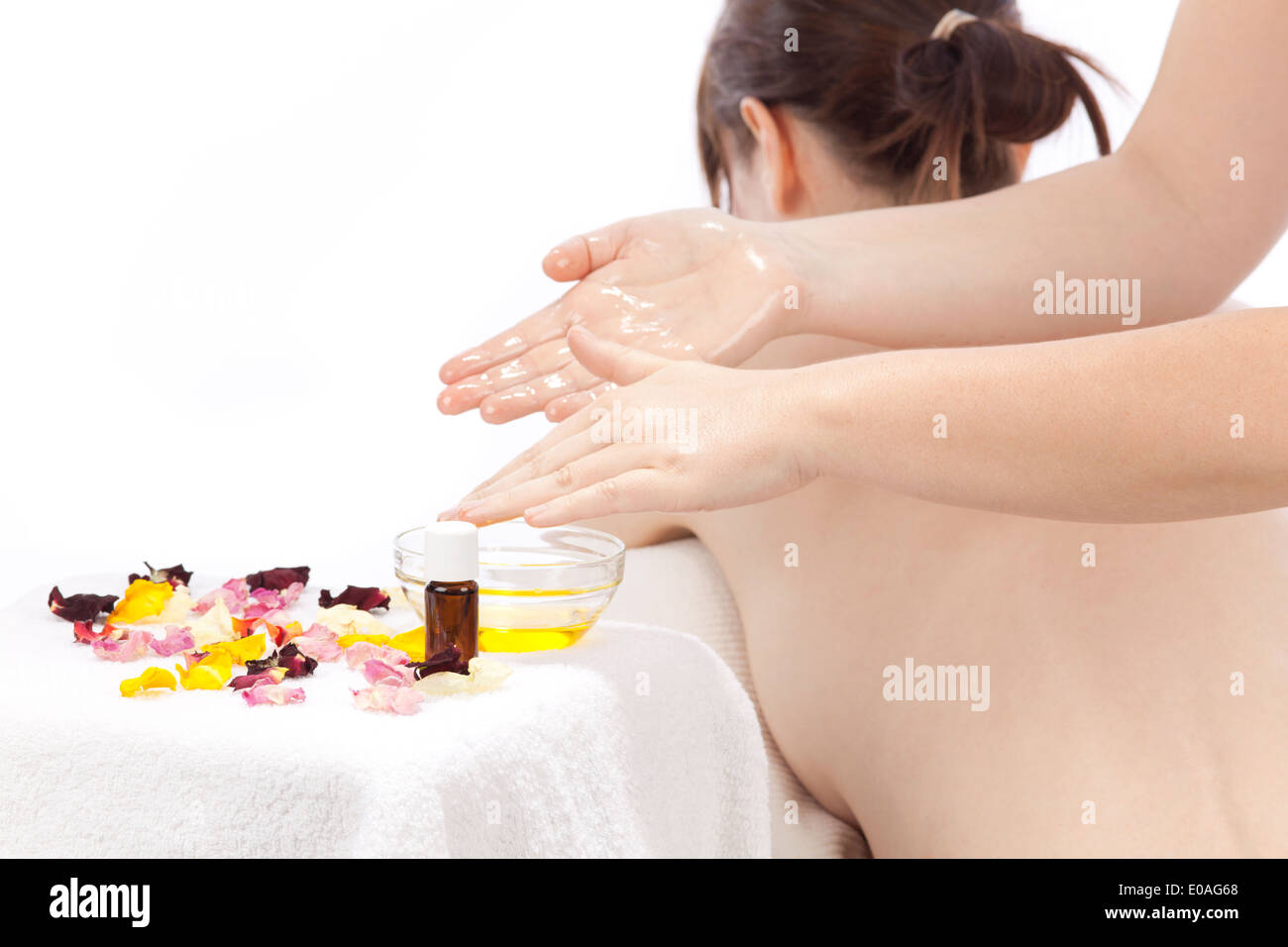 Massage mit ätherischen Ölen Stockfoto