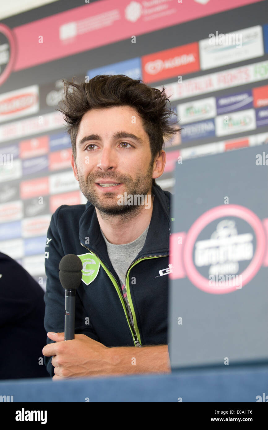 Waterfront Hall, Belfast, UK. 7. Mai 2014. Moreno Moser eines der Sprinter und Jäger Etappe Giro d ' Italia in diesem Jahr Credit: Bonzo/Alamy Live News Stockfoto