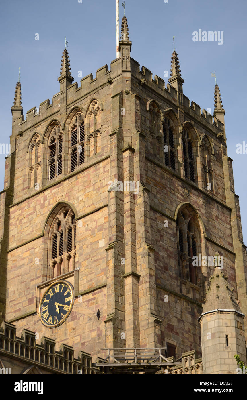 Kirche am Rande des Nottingham-Spitze-Markt Stockfoto