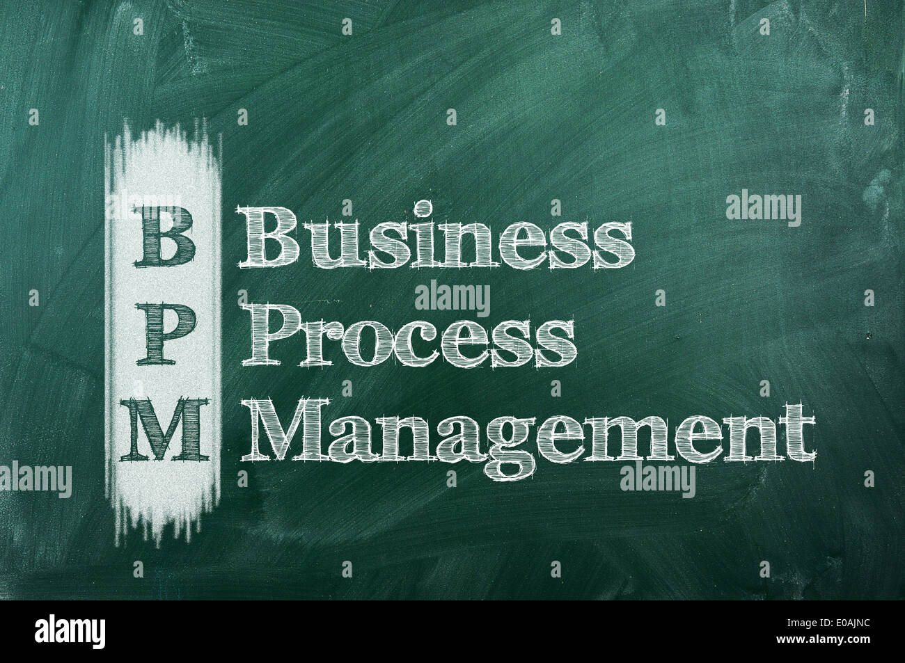 BPM Prozessmanagement auf einer grünen Tafel Stockfoto