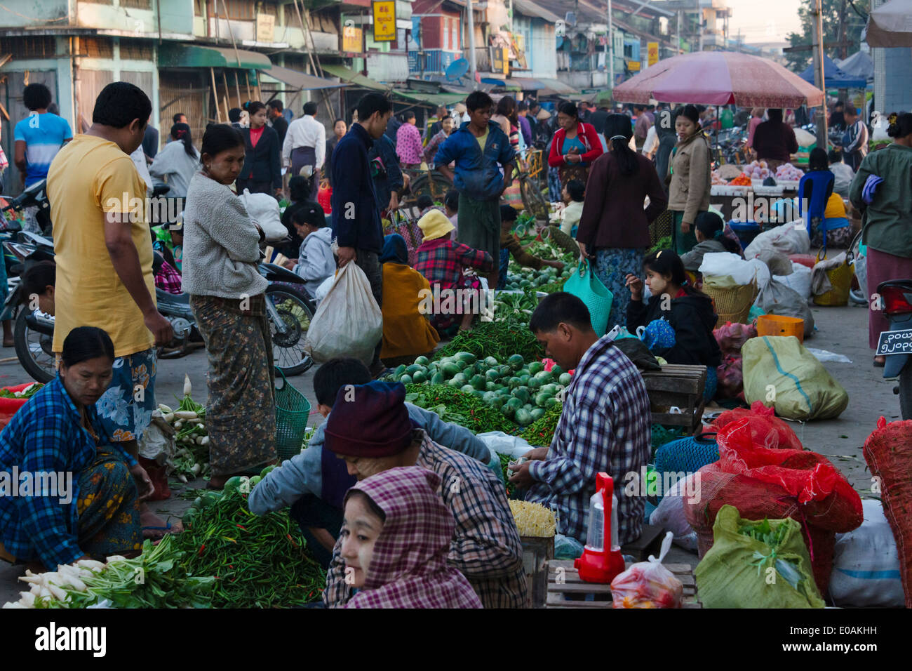 Markt, Sittwe, Rakhine State in Myanmar Stockfoto