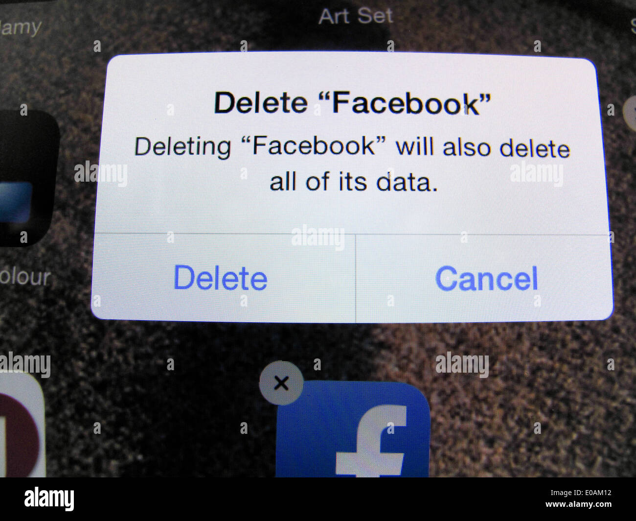 Löschen von Facebook aus iPad Stockfoto