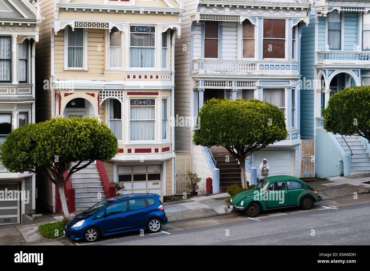 Viktorianische Häuser, Pacific Heights Bezirk San Francisco, Kalifornien, USA Stockfoto