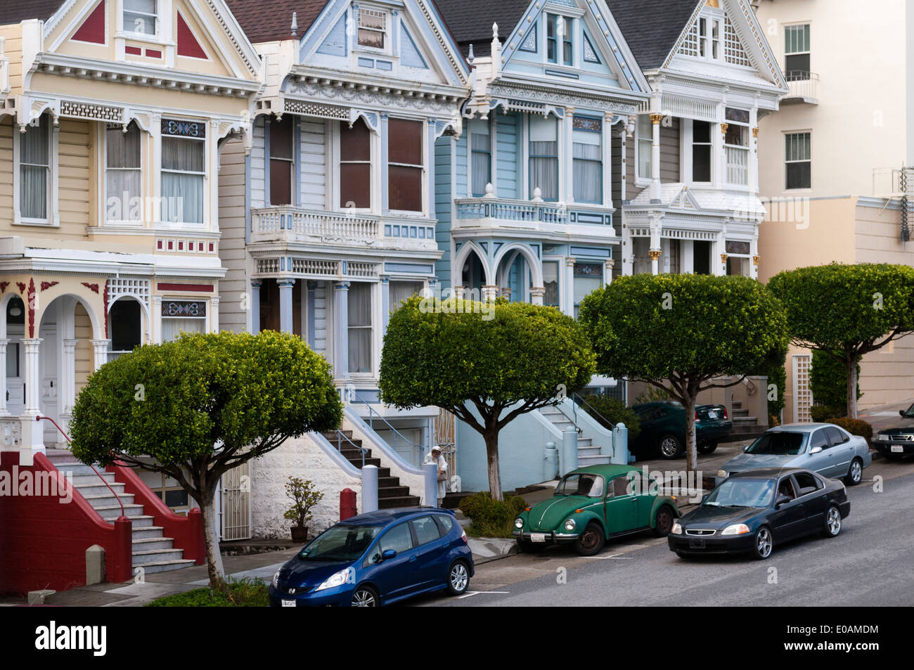 Viktorianische Häuser, Pacific Heights Bezirk San Francisco, Kalifornien, USA Stockfoto