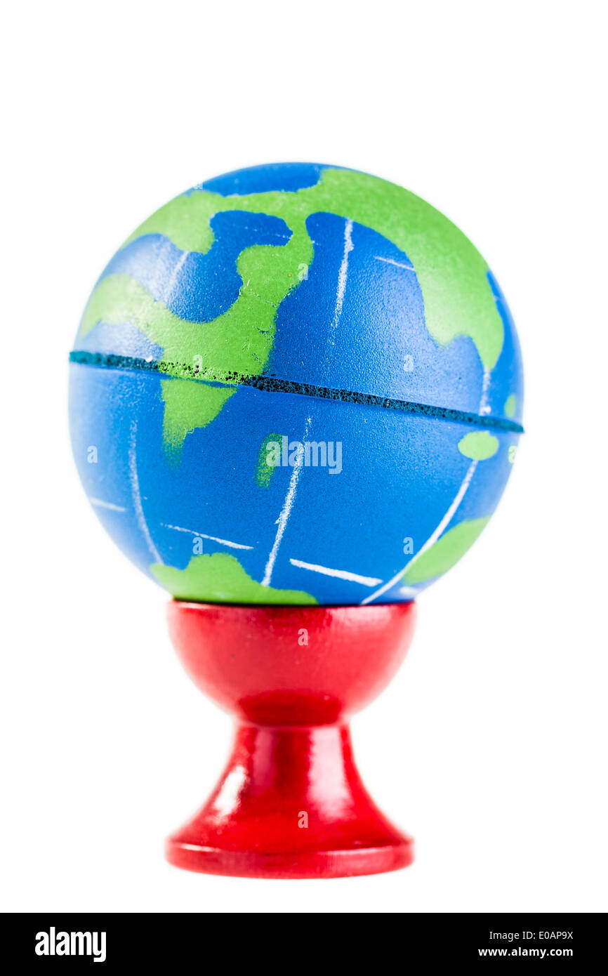 einen kleinen und niedlichen Globe über einen weißen Hintergrund isoliert Stockfoto