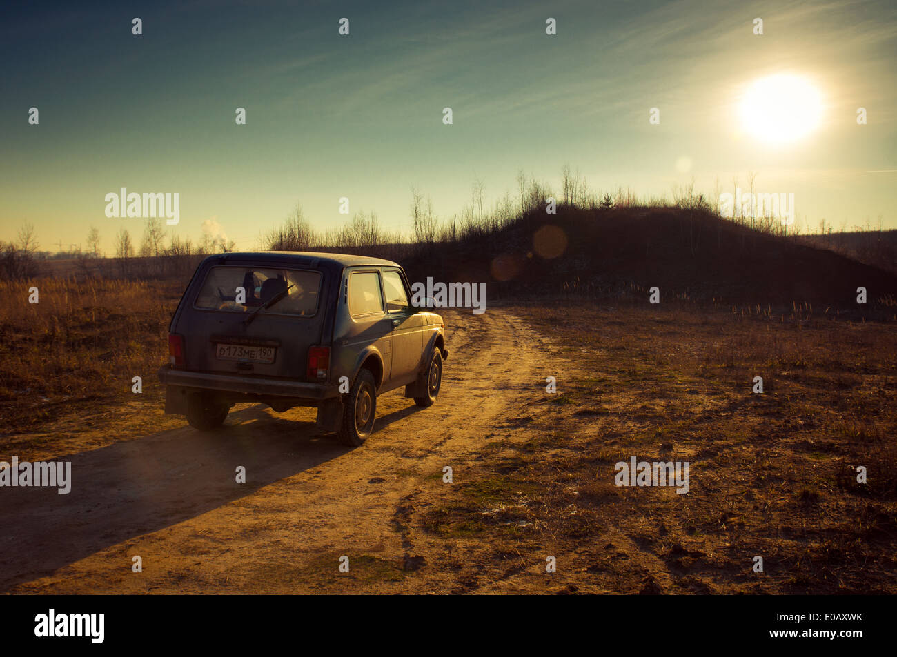 Sowjetische und russische SUV Lada Niva 4 x 4 Stockfoto