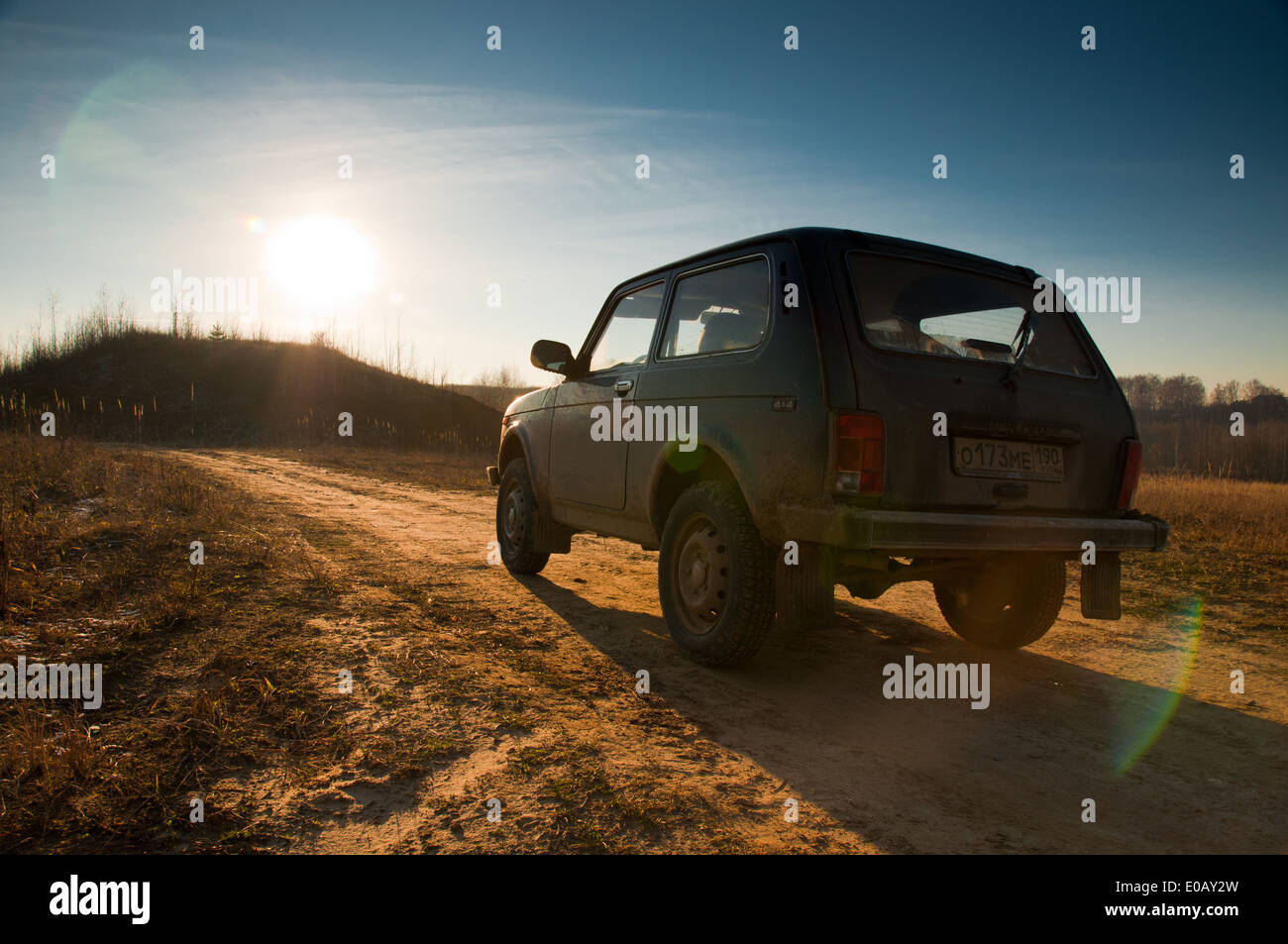 Sowjetische und russische SUV Lada Niva 4 x 4 Stockfoto