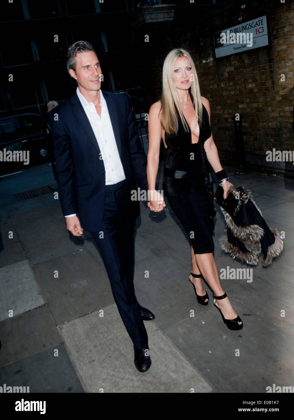 London, UK. 7. Mai 2014. Caprice Bourret, eine jährliche Spendenaktion zugunsten von Gabrielles Angel Foundation for Cancer Research, an Old Billingsgate in London, England. 7. Mai 2014 Foto von Brian Jordan/Alamy Live-Nachrichten Stockfoto