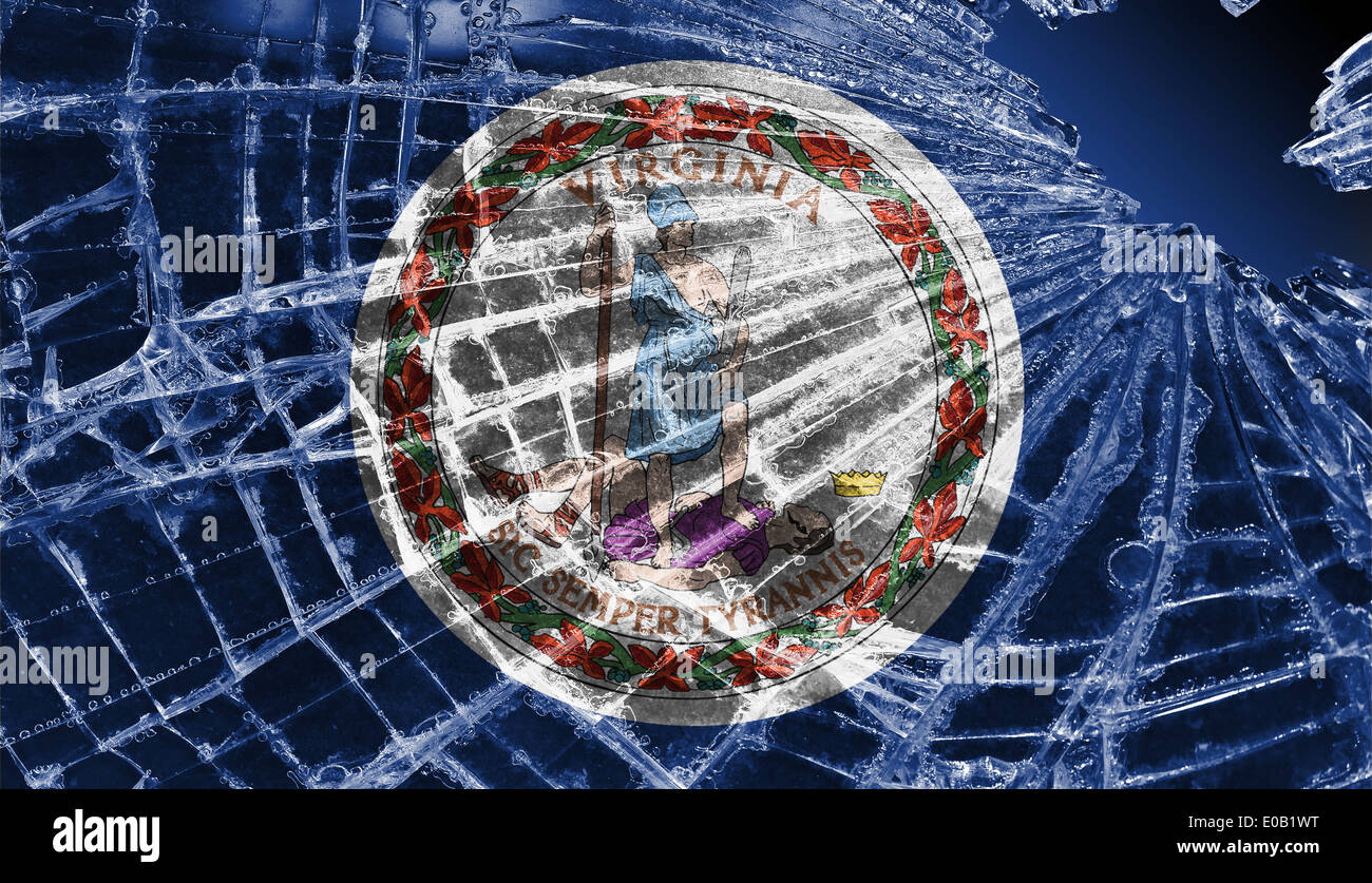 Isolierte Glasscherben oder Eis mit einer Flagge Virginia Stockfoto Isolierte Glasscherben oder Eis mit einer Flagge Virginia Stockfoto