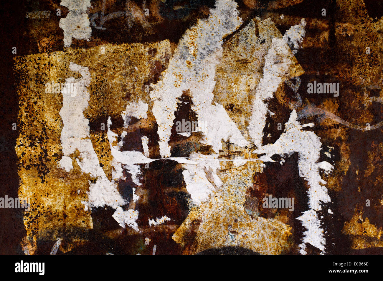 Grunge Texturen. Zerrissene Poster und korrodierte Metallplatte. Stockfoto