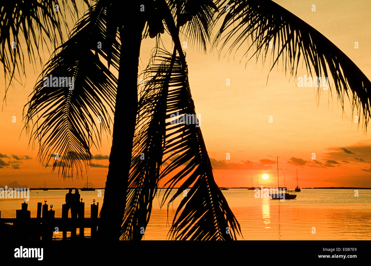 Sonnenuntergang, Bayside, Key Largo. Stockfoto
