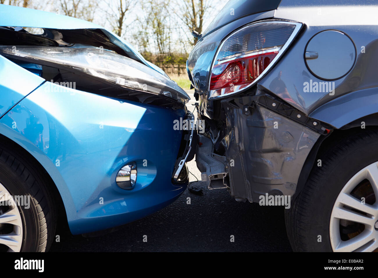 Schäden an Autos In Unfall verwickelt Stockfoto