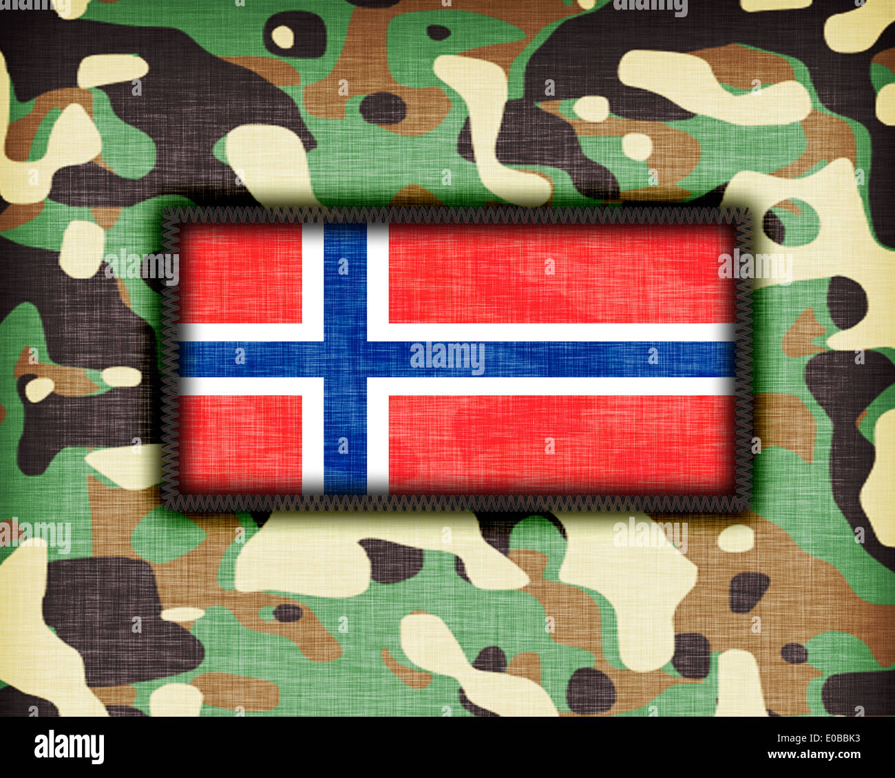 Amy camouflage Uniform mit Flagge auf Norwegen Stockfoto