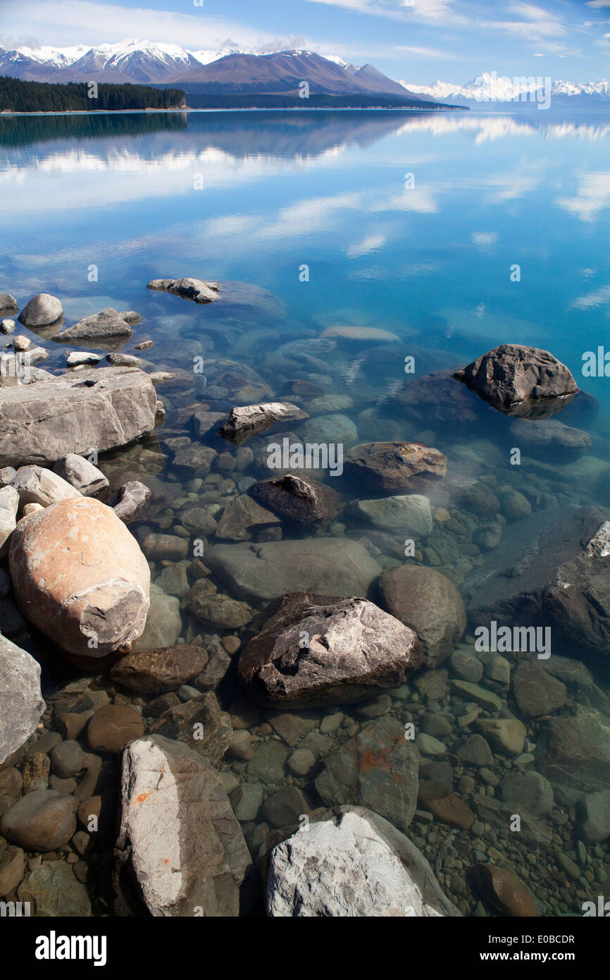 Lake Pukaki und Mt. Cook Stockfoto