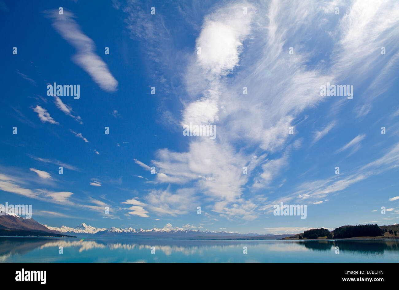 Lake Pukaki und Mt. Cook Stockfoto