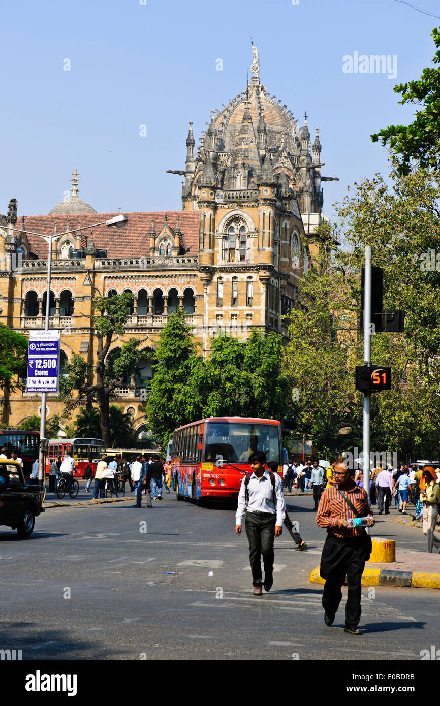Chhatrapati Shivaji Terminus, ehemals Victoria Terminus ist ein UNESCO-Weltkulturerbe, ein historischer Bahnhof in Mumbai Stockfoto