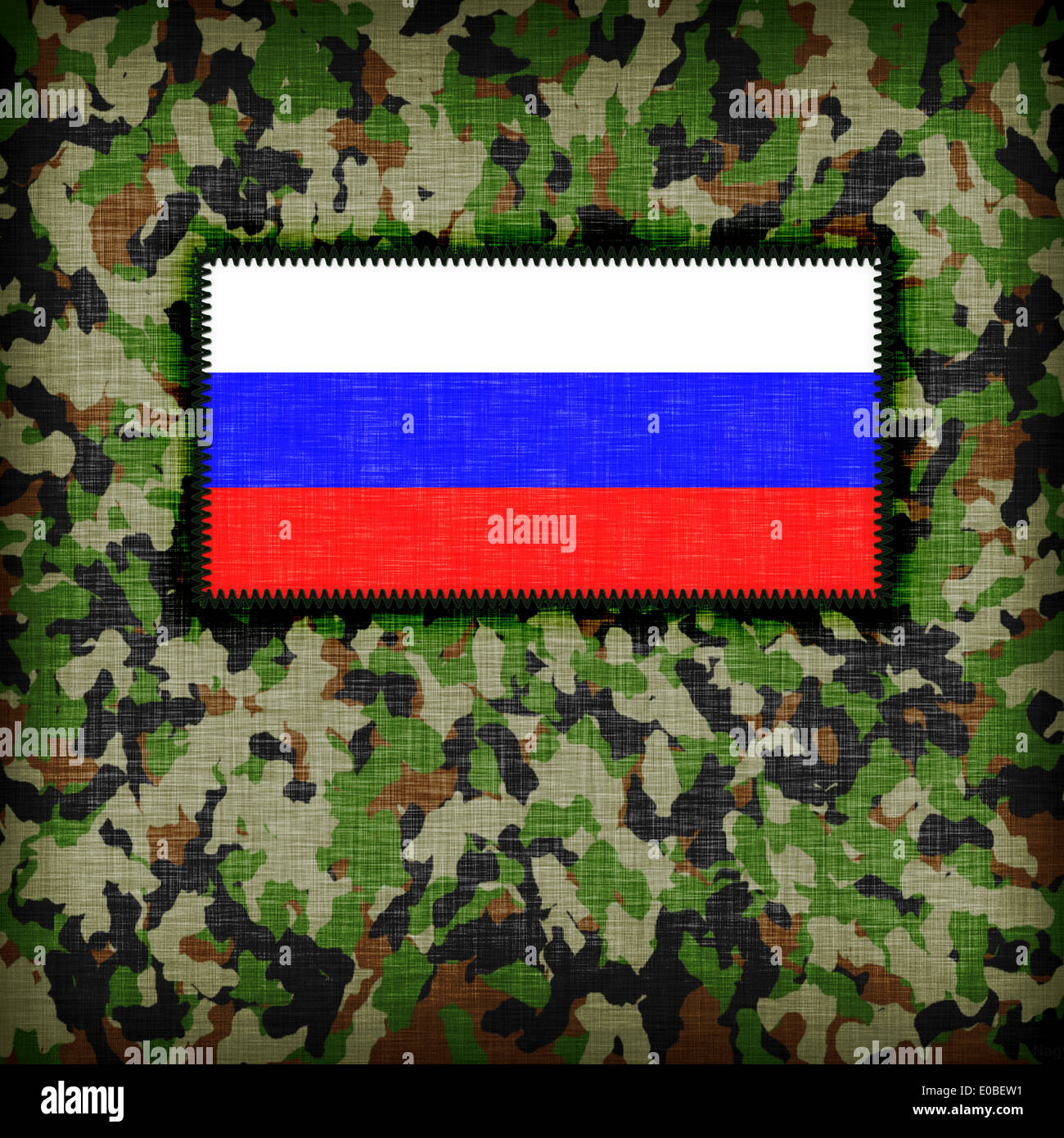 Amy camouflage Uniform mit Flagge auf Russland Stockfoto