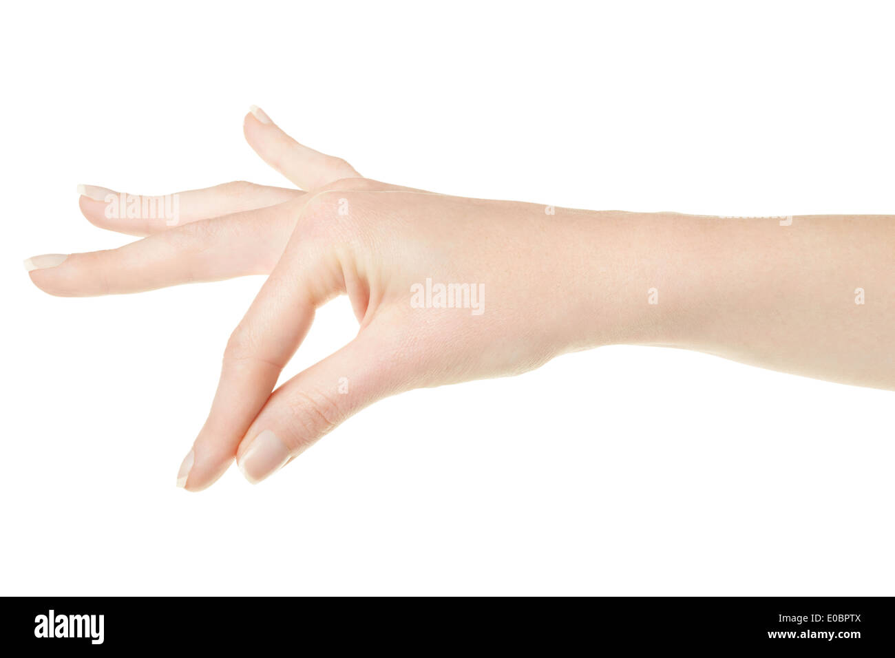 Frau Hand Closeup mit Maniküre halten Elemente Stockfoto