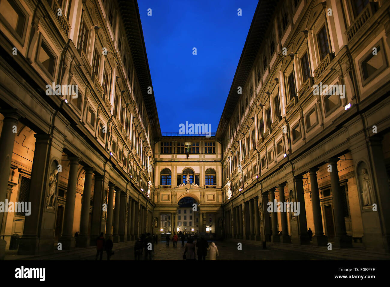 Uffizien bei Nacht, Florenz - Italien Stockfoto